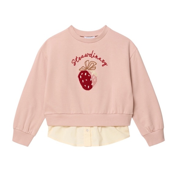 Mayoral Other - Mayoral Girls Strawberry Sweatshirt Layered Hem Top Size 8
